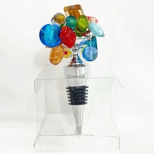 Pier 1 Imports Bottle Stopper Multi Color Art Glass Wine Bottle Topper 460/4604